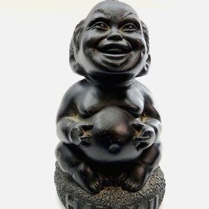 Black Laughing Buddha Home Sculpture